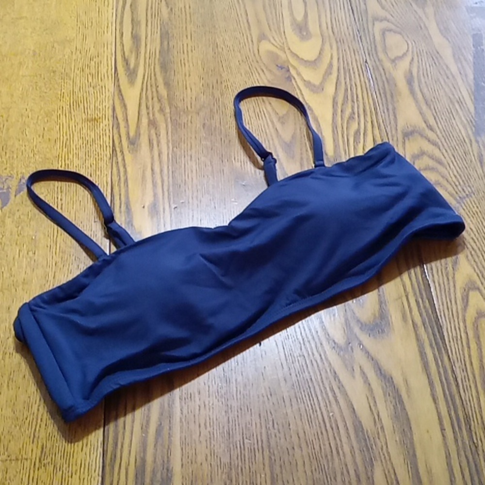 Andie Womens Bikini Top Swim Vacation Rio Swimwear Large NAVY BLUE Resort Pool